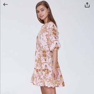 Ornate floral print swing dress